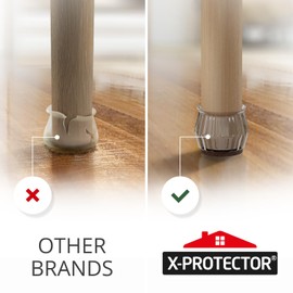 24 PCS Chair Leg Floor Protectors with Felt Pads X-Protector - 1.4" - 1.8" - Furniture Pads for Hardwood Floors - Clear Chair Pads - Floor Protectors for Chairs - Brown Chair Leg Covers!