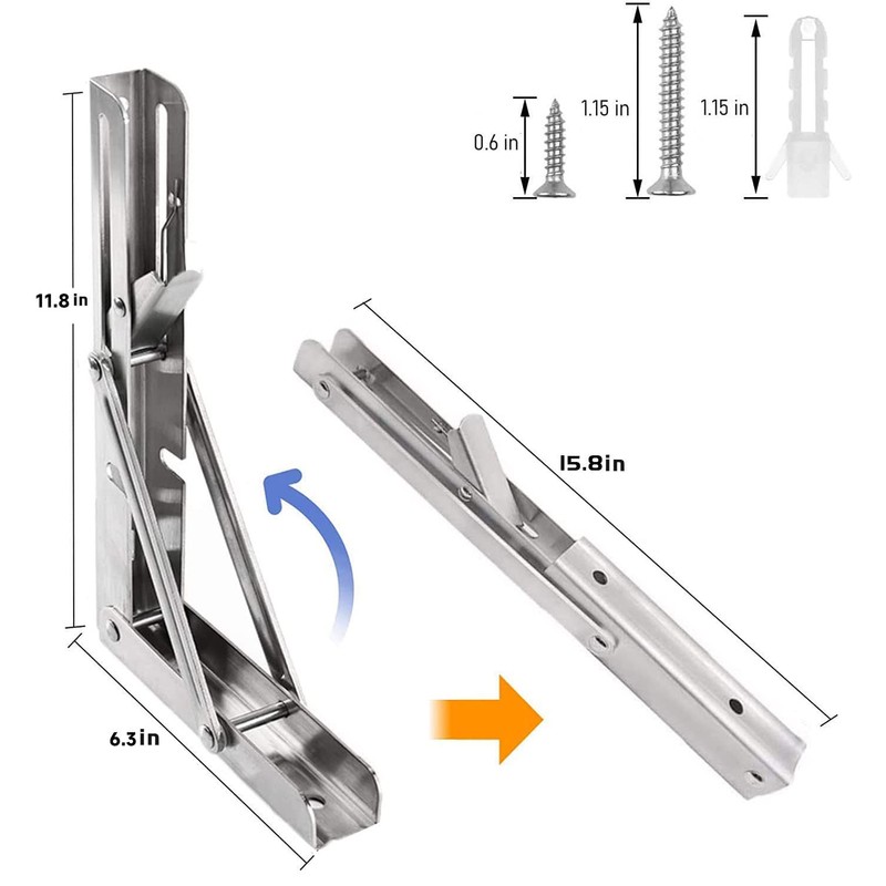 Folding Shelf Brackets 12 inch 2 Pcs Max. Load 220lb