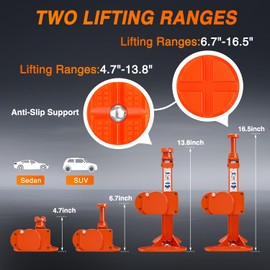 Nilight Electric Car Jack 3 Ton 6600LBS Floor Jack Kit Automatic 12V Electric Scissor Lift Jack Portable Repair Tool with Remote Control Double Jack Pads for Car Tire Change Replacement, Orange Red