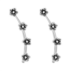 Silverly 925 Sterling Silver Flower Climber Earrings - Forget Me Not Flowers Floral Ear Climbers for Women - Dainty Ear Crawlers for Summer - Unique Nature-Inspired Jewellery - Birthday Gift for Her