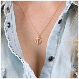 Cimenexe Bohemian Anchor Pendant Necklace Choker Gold Anchor Necklace Vintage Anchor Necklace Minimalist Collar Necklace Chain Jewellery for Women and Girls Gifts