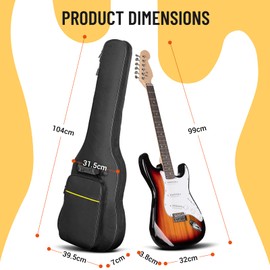 CAHAYA Electric Guitar Bag Gig Bag 6mm Padding Backpack Padded Soft Guitar Case Black, Model CY0226