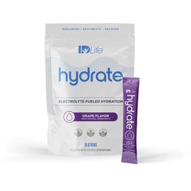 IDLife Hydrate - (Grape) Your Ultimate Solution Instant Hydration Packets for Vital Nutrients with Essential Electrolytes, Antioxidants, MCTs, Vitamins and Minerals – 15 Sticks per Bag