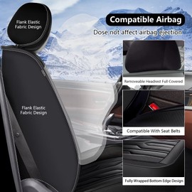 YORKENIC Fit for Toyota 4Runner Seat Covers Front Set 2003-2023 2024: Breathable Leather Car Seat Covers Compatible Airbag (2 Front Set, Black)