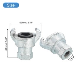 sourcing map Iron Air Hose Fitting, 2Pcs 1/4" NPT Female 2 Lug Chicago Fitting Straight Through for Pipe Connections, Silver Tone