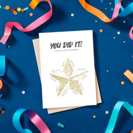 CRTURUNIQ Congratulations Graduation Card for High School or College, Proud of You Congrats New job Encouragement Grad Card with Envelope for Him or Her, Happy Graduation Gifts (YOU DID IT)
