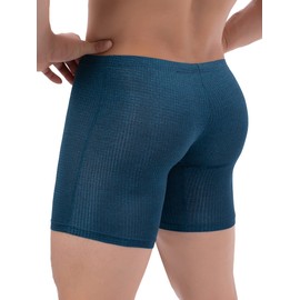IKINGSKY - Calzoncillos tipo calzones transpirables de pierna larga para hombre, sexy, sin subidas, sin costuras, para debajo de las bragas, Azul, Medium