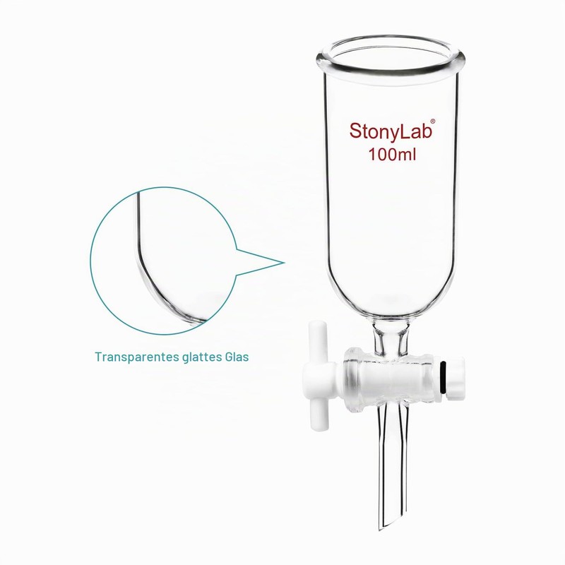 stonylab 100ml Borosilicate Glass Burette Drip Funnel with PTFE Tap