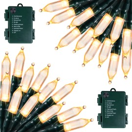 Brightown 50 Led Mini String Lights Warm White Battery Operated 2 Pack 18 Feet