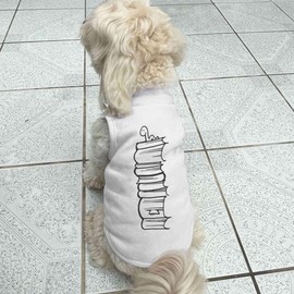 Azeeda 'Book Pile Worm' Pet Dog/Cat T-Shirt, M (PT00072962)