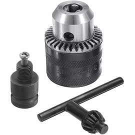 Mesee 1.5-10mm Capacity Keyed Drill Chuck with 1/2" Square Female Adapter, Mount 3/8-24UNF Air Impact Wrench Converter Conversion Tool with Chuck Key