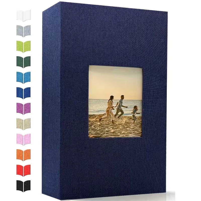 Linen 4x6 Photo Album with Cover Window, 200/300/600 Pockets