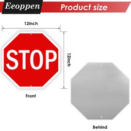 Eoppen 12 x 12 Inches Stop Sign Street Slow Warning Reflective Signs Octagon Rust-Free Aluminum Sign Weather Resistant and UV Protected