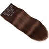 Human Hair Clip In Extensions,70g 7pcs Silky Straight Brown Human