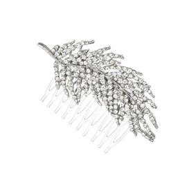 FOMIYES Alloy Rhinestone Leaf Bridal Hair Comb Elegant Silver Hairpin Headpiece for Weddings and Special Occasions Beautiful Headdress Accessory for Women and Girls