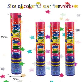 Hillylolly Confetti Cannon, 4 x Party Popper Confetti, Confetti Cannon Stars 28 cm, Party Popper Colourful, Confetti Cannon Glitter, Confetti Bomb for Wedding, Birthday, Party, New Year's Eve
