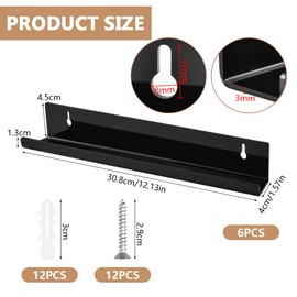 THATSRAD 6 Pack Vinyl Record Shelf Wall Mounted Vinyl Shelf Acrylic 30.5 x 4.3 x 4.5 cm Vinyl LP Shelf Record Stand Acrylic Album Record Holder Wall for Records and Photos