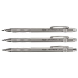 BIC CRITERIUM Luxe Silver HB 2 mm Refillable Mechanical Pencils, Pack of 3