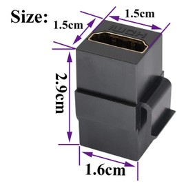 AAOTOKK Gold-Plated HDMI Female to Female Keystone Insert Coupling Adapter, for 3D 4K HDMI Cable Coupling Adapter & Wall Plate Socket Panel (Black/5 Pieces)