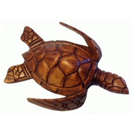 4.5" Hand Carved Wood Hawaiian Honu Sea Turtle - X Small