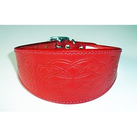 4doggies 17-21 Inch Red CELTIC Leather Greyhound Collar Large Hound Dog Collar