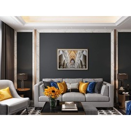 15.8" x 400"Black Wallpaper Self Adhesive Film Peel and Stick Wallpaper Black Adhesive Paper Waterproof Removable DIY Decorative for Kitchen Cabinet Countertops Shelf Liner Upgrade Thicker