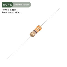YOKIVE 100pcs Carbon Film Resistors 1/4W 330 Ohm 5% Tolerance Resistors for DIY Electronic Projects 4 Color Bands 45x2.2mm