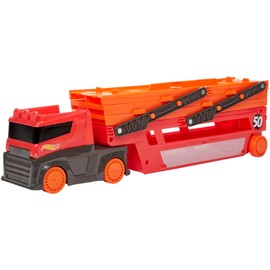 Hot Wheels Toy Car Track Set, Mega Hauler with 6 Expandable Levels, Storage for Up to 50 1:64 Scale Vehicles, Connects to Other Sets & Tracks