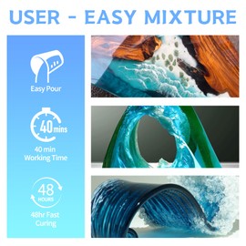 Epoxy Resin Kit, 2 Gallon Epoxy Resin Crystal Clear Not Yellowing No Bubble Self Leveling for DIY Molds Wood Jewelry Table Tops Bar Top Casting Coating Crafts Supplies Easy Mix 1:1 Ratio