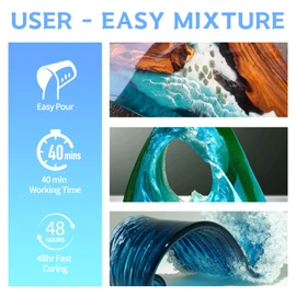 Epoxy Resin Kit, 2 Gallon Epoxy Resin Crystal Clear Not Yellowing No Bubble Self Leveling for DIY Molds Wood Jewelry Table Tops Bar Top Casting Coating Crafts Supplies Easy Mix 1:1 Ratio