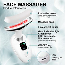 AOGOE Gesichtsmassagegerät Gegen Falten, Smart 7 Farben Hals Gesicht Anti Falten, 3 Modi Hals Gesichtsstraffung Gerät, 45°C EMS Gua Sha Elektrisch Gesichtsmassagegerät, Straffung&Lifting