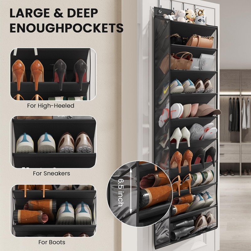 Mefirt 10 Tier Clear Over the Door Shoe Organizer with
