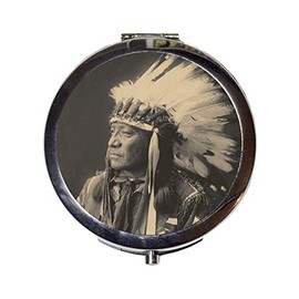 Native American Chief Compact Mirror Pocket Size for Makeup Cosmetics Antique Photo Victorian