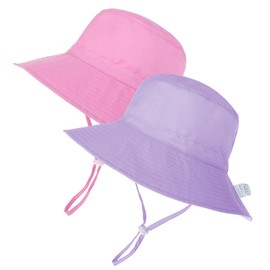 Zando Baby Sun Hat Toddler UPF 50+ Sun Protection Adjustable Baby Bucket Sun Hats for Baby Boys Girls Toddler Summer Beach Purple & Pink 12-24 Months