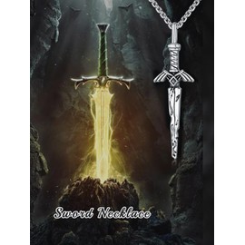 WINNICACA Sword Necklace 925 Sterling Sliver Zelda Sword Pendant Necklace for Men Women Zelda Jewelry Gifts for Men Her Him Women Birthday Christmas Gift, 10, Sterling Silver, Zircon