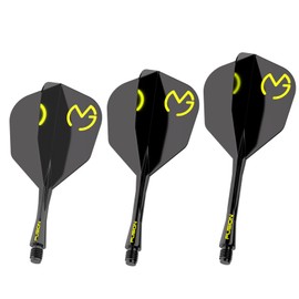 Winmau Darts - Michael Van Gerwen MvG Fusion Integrated Flight and Shaft System - Shape and Design No.6 - Black and Green Medium Length