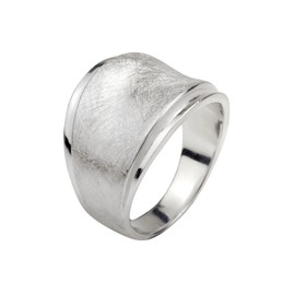 SILBERMOOS Women's Ring Two Levels Brushed Shiny Sterling Silver 925, Sterling Silver, Not applicable