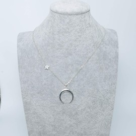 YienDoo Bohemia Necklace Trendy Pentagram Crescent Pendant Charms Jewelry For Woman and Girls (Silver)