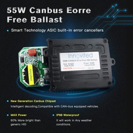 Innovited H11 H9 H8 6000K HID Xenon Bulb (1 pair) bundle with 2 x 55W Canbus Error Free Ballast (Diamond White)