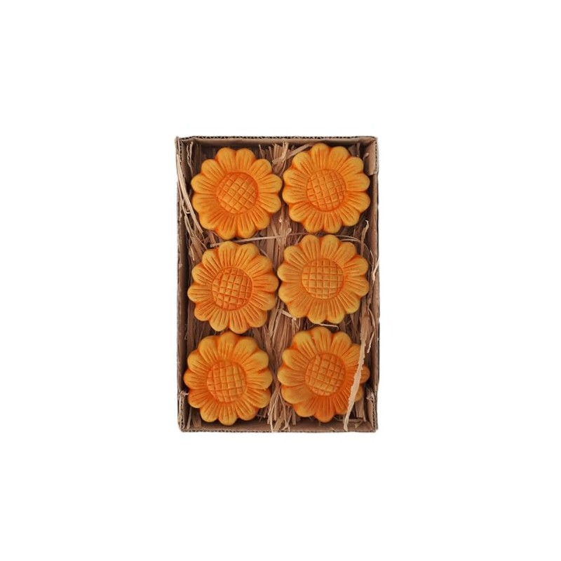 Set 6 Girasoli in Terracotta 6 cm con calamita