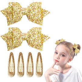 Set of 6 Hair Clips Girls Glitter Set with Golden Glitter Hair Bow Hair Clip Hair Accessories for Toddlers Children Girls Women