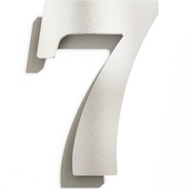 N-02-7-E Stainless Steel House Number 7 - Solid, Weatherproof and Rustproof - 14 cm Large - with Mounting Material - Brushed Design House Number Sign