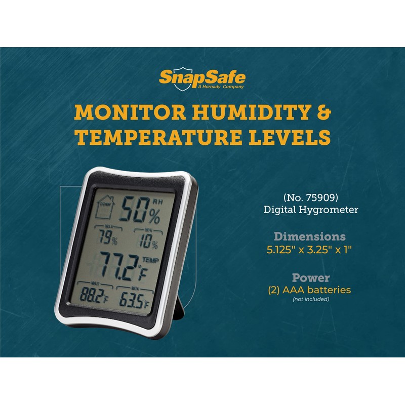 SnapSafe Digital Hygrometer, 75909 - Indoor Temperature and Humidity Monitor