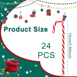 Candy Cane Christmas Decorations - 24Pcs Plastic Candy Canes, 5.9 inch Christmas Tree Hanging Ornaments, Twisted Crutch Candy Canes for Xmas Home Indoor Outdoor Party Decoration