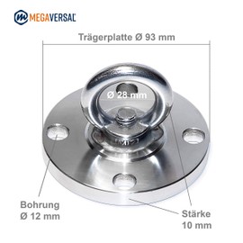 Premium stainless steel bracket up to 250 g for hanging chairs, hammock, punch bag, sling trainer, yoga towel, sun sail, nest swing, hammock, seating, swing.