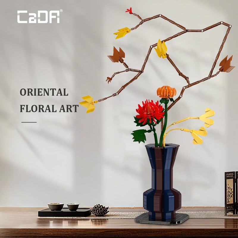 CaDA C59025W Botanical Flower Building Blocks,795 PCS Autumn Flower Building