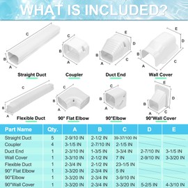 3"W 18.5Ft Mini Split Line Set Cover by Cenipar -Line Set Cover Kit for Air Conditioner Mini Split Air Conditioner Heat Pump Durable Protection for Mini Split AC and Systems, Easy Installation