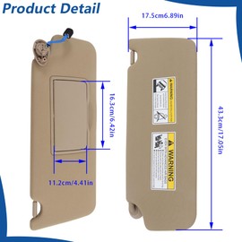 WFLNHB Passenger Side Sun Visor with Mirror and Light Beige Replacement for Honda Pilot 2017-2021 Replacement for Honda Ridgeline 2018-2020 83230-TG7-A12ZA