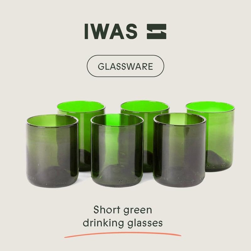IWAS Upcycled Green Drinking Glasses | 250 ML | 8.45