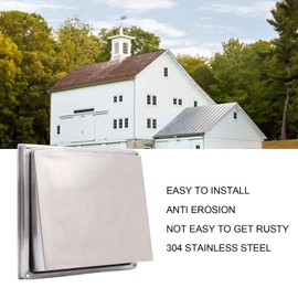 Exterior Wall Vent Cover with Flats 100mm Square SUS304 Stainless Steel Dryer Exhaust Vent Cover for Bathroom Kitchen Windproof Gravity Flap Erosion Resistant Easy Installation